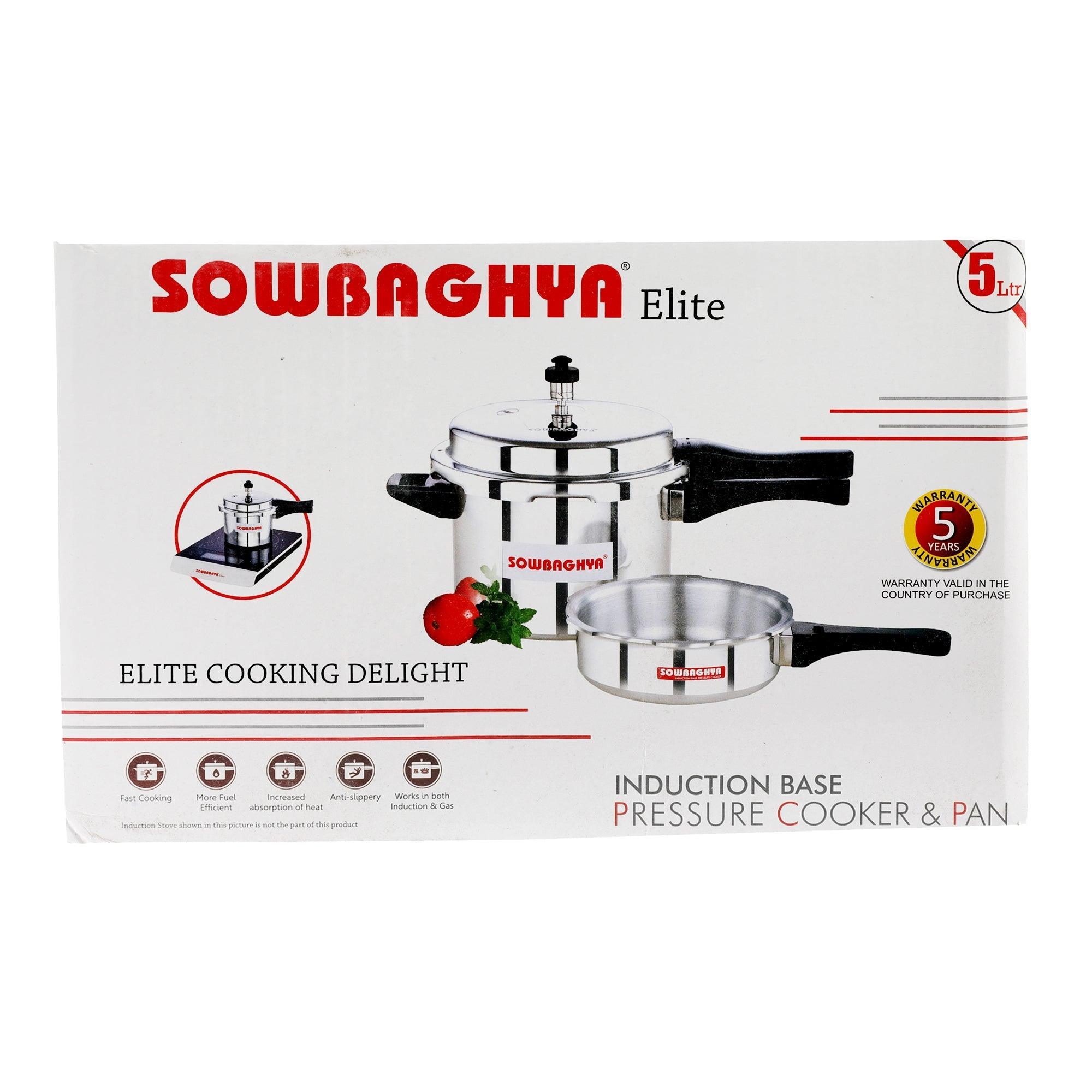 5 Lit Elite Induction Base ALU Pressure Cooker & Pan - SOWBAGHYA