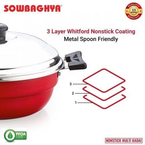 NS IB Multi Kadai with SS Lid(2 Idly plates & 1 Steamer plate) - SOWBAGHYA