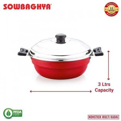 NS IB Multi Kadai with SS Lid(2 Idly plates & 1 Steamer plate) - SOWBAGHYA