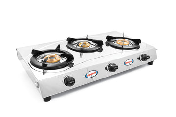 3 burner Stainless Steel Gas Stove - Zylo - 0