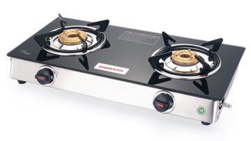 Compact  2 Burner Glass Top Gas Stove