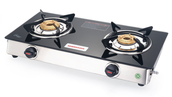 Compact  2 Burner Glass Top Gas Stove