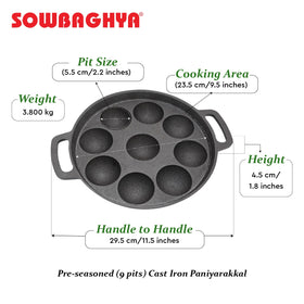 Cast Iron Paniyarakkal 9 Pits - 0