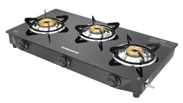 3 Burner Glass Top Gas Stove - Elanza - 0