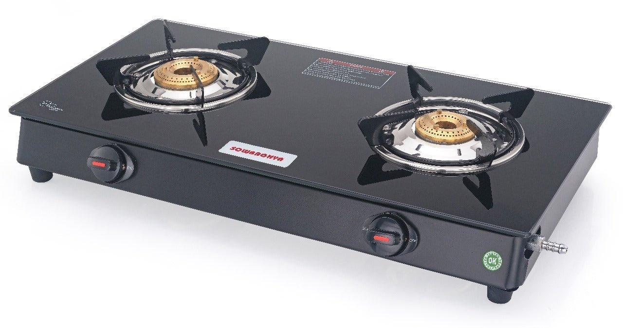 2 Burner Elite Glass Top Gas Stove SOWBAGHYA