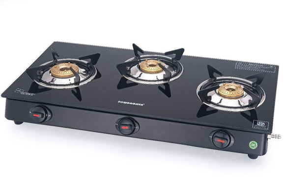 3 Burner Elite - Glass Top Gas Stove - SOWBAGHYA - SOWBAGHYA
