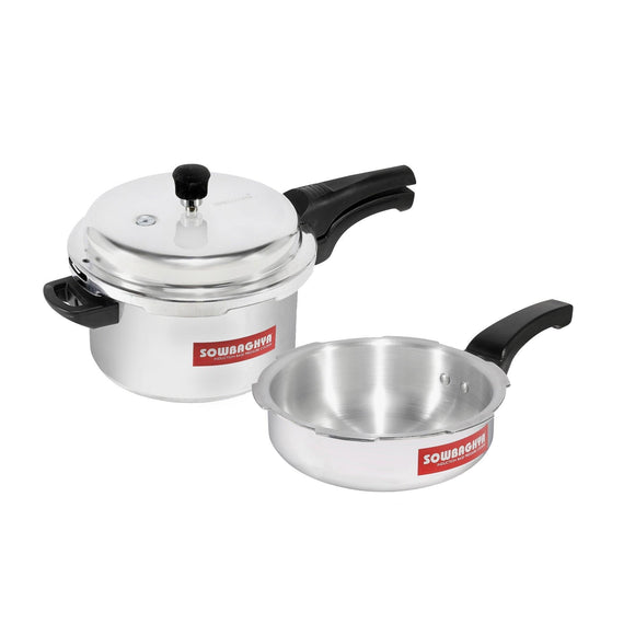5 Lit Elite Induction Base ALU Pressure Cooker & Pan - SOWBAGHYA