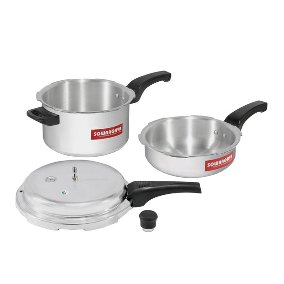 5 Lit Elite Induction Base ALU Pressure Cooker & Pan - SOWBAGHYA