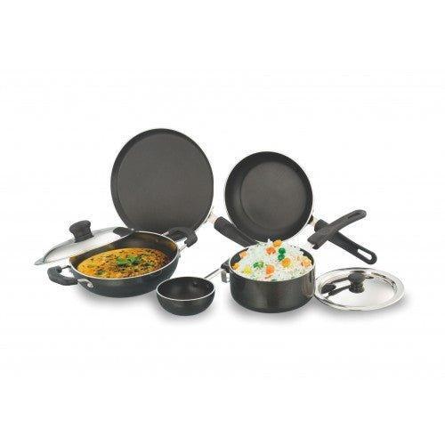 7 pcs Nonstick Gift Set (Dosa Tawa, Fry Pan, Kadai with Lid, Saucepan with Lid and Tadka Pan) with 2.6mm thickness - SOWBAGHYA