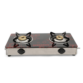 Compact 2 Burner Glass Top Gas Stove - SOWBAGHYA