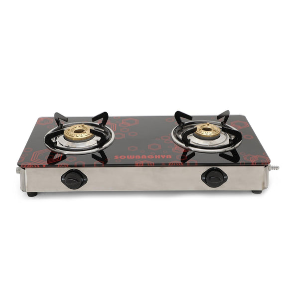 Compact 2 Burner Glass Top Gas Stove - SOWBAGHYA