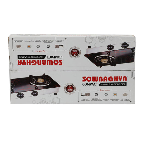 Compact 2 Burner Glass Top Gas Stove - SOWBAGHYA