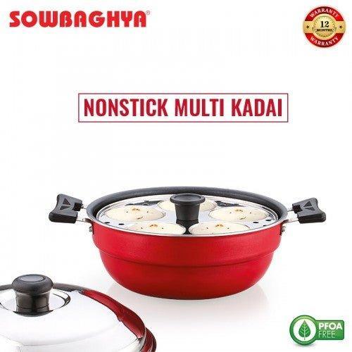 NS IB Multi Kadai with SS Lid(2 Idly plates & 1 Steamer plate) - SOWBAGHYA