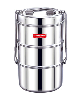 Stainless Steel Lunch Box -Triple - SOWBAGHYA