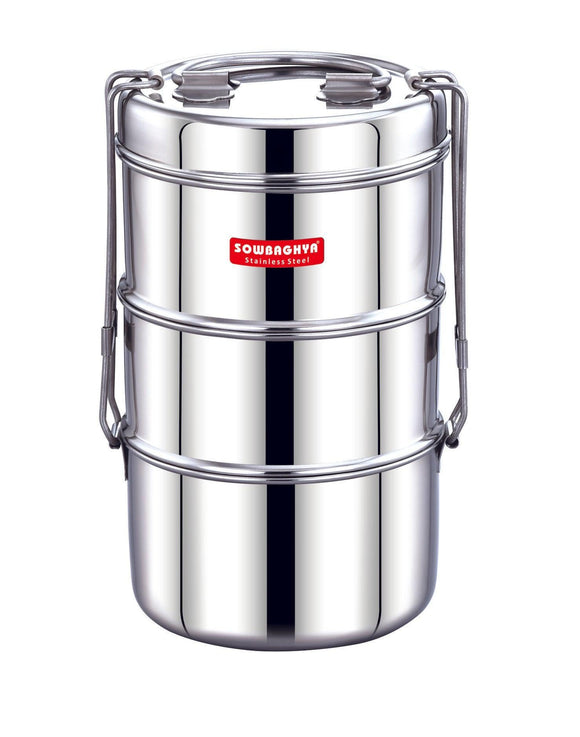 Stainless Steel Lunch Box -Triple - SOWBAGHYA
