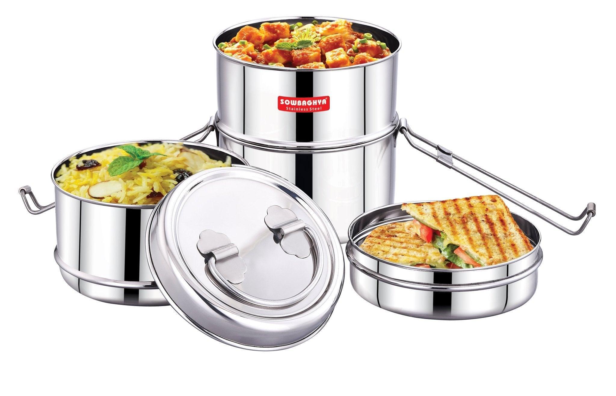 Stainless Steel Lunch Box -Triple - SOWBAGHYA