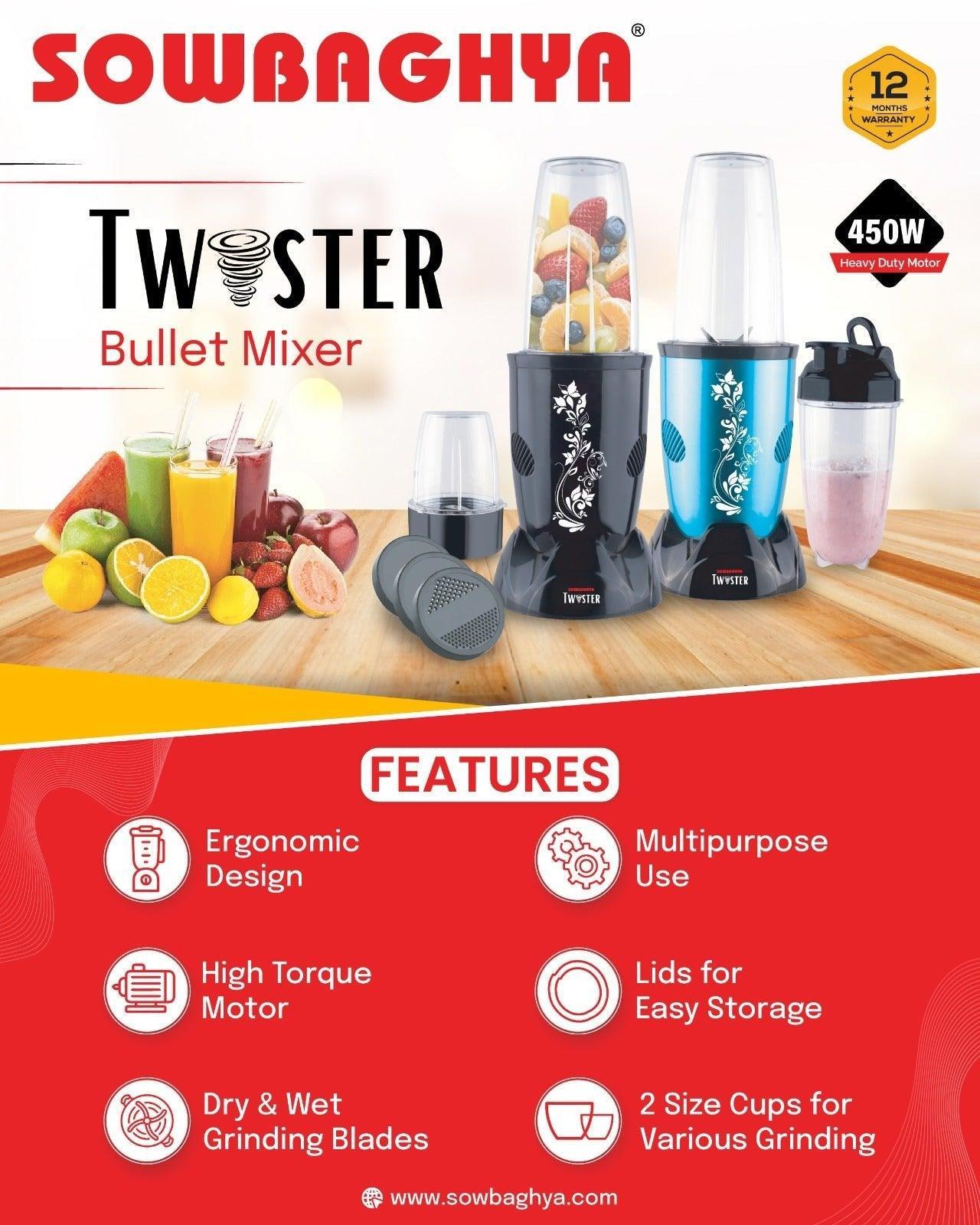 Twister Bullet Mixer 450W - (Color - Black) - SOWBAGHYA