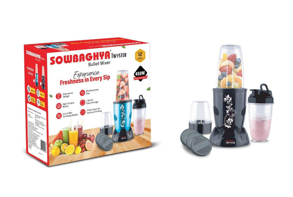 Twister Bullet Mixer 450W - (Color - Black) - SOWBAGHYA